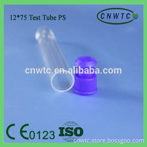 12x75mm pp and ps test tube with caps